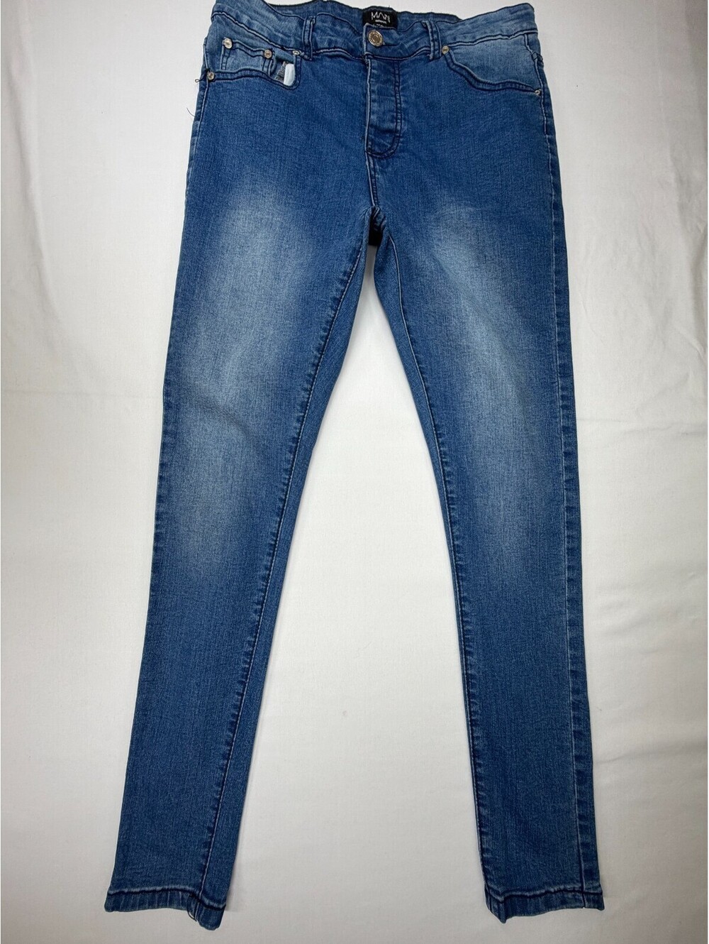 Boohooman MAN Men's Jeans Skinny Medium Wash Mid Rise Denim Size 32R Blue
